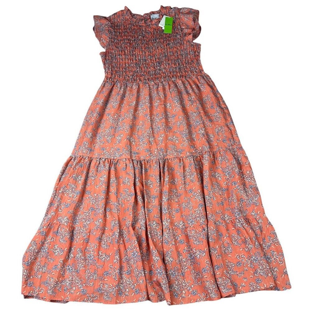 Sam Edelman Matilda Smocked Midi Dress Women's TERRACOTTA Size XL New